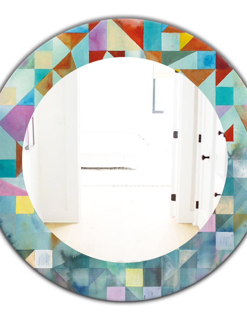 DesignQ Modern Patchwork - Modern Mirror - Oval Or Round Wall Mirror