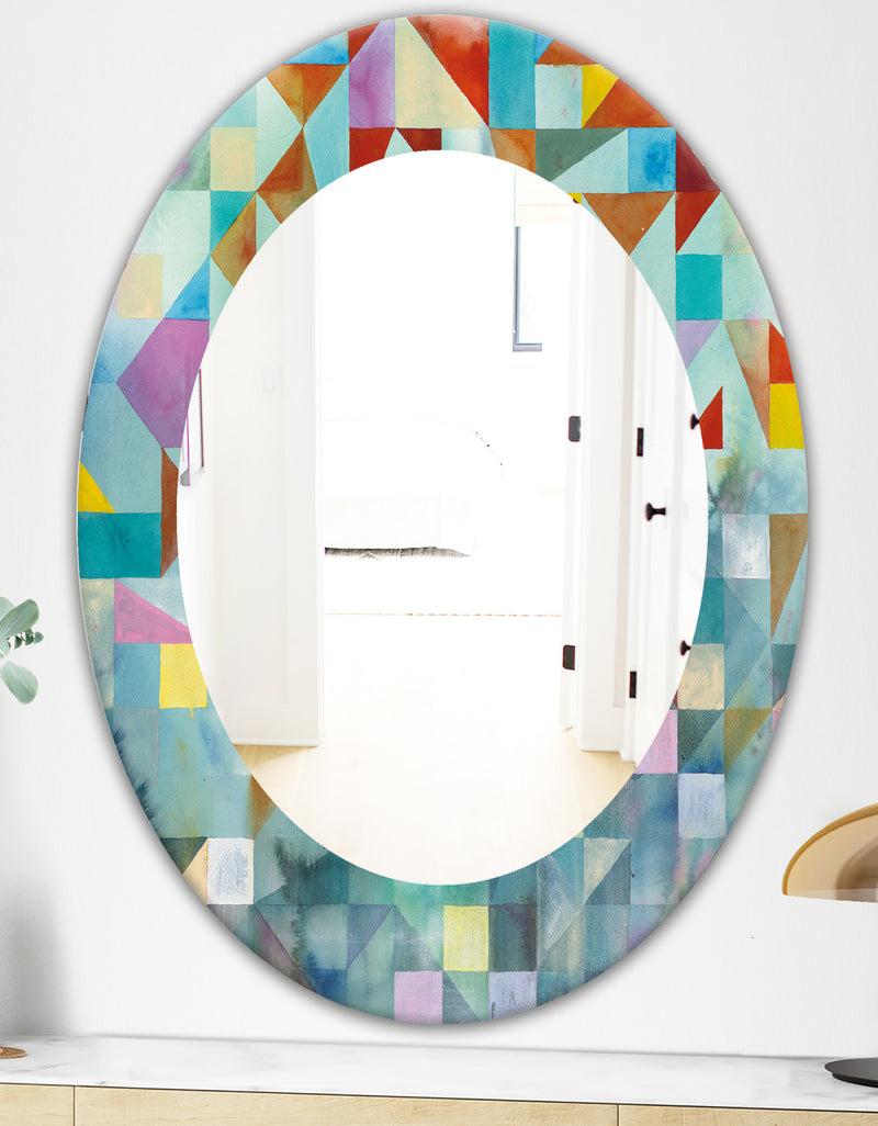 DesignQ Modern Patchwork - Modern Mirror - Oval Or Round Wall Mirror