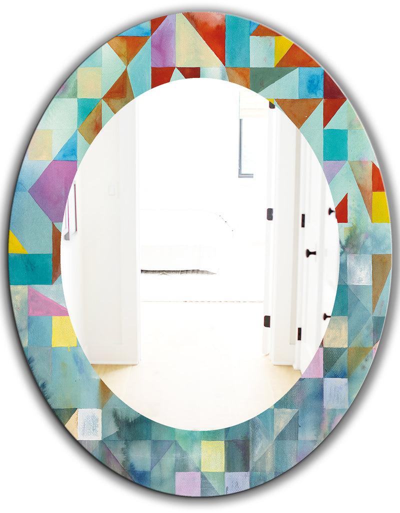 DesignQ Modern Patchwork - Modern Mirror - Oval Or Round Wall Mirror