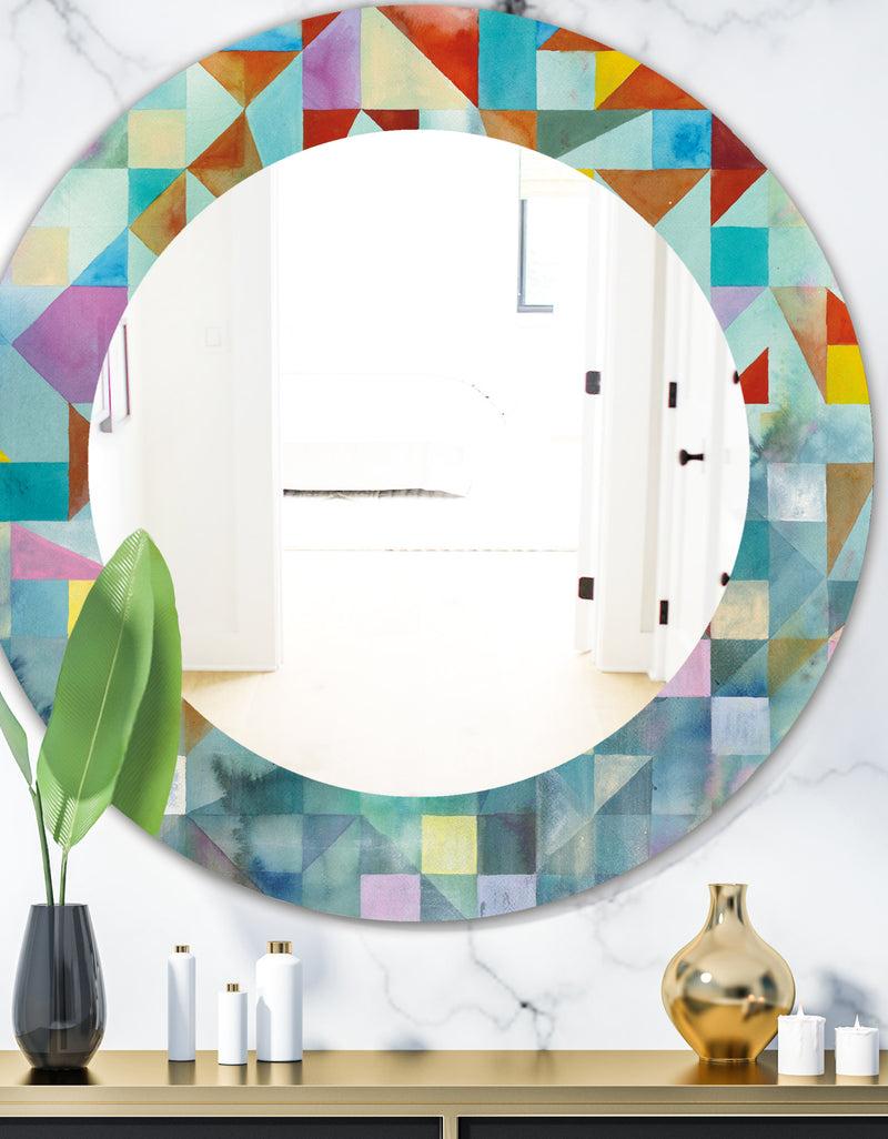DesignQ Modern Patchwork - Modern Mirror - Oval or Round Wall Mirror