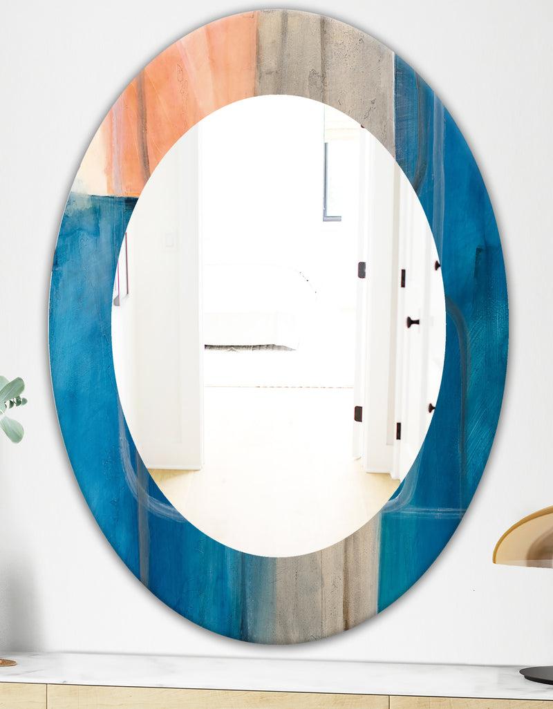 DesignQ Modern Simply Blue - Modern Mirror - Oval Or Round Wall Mirror