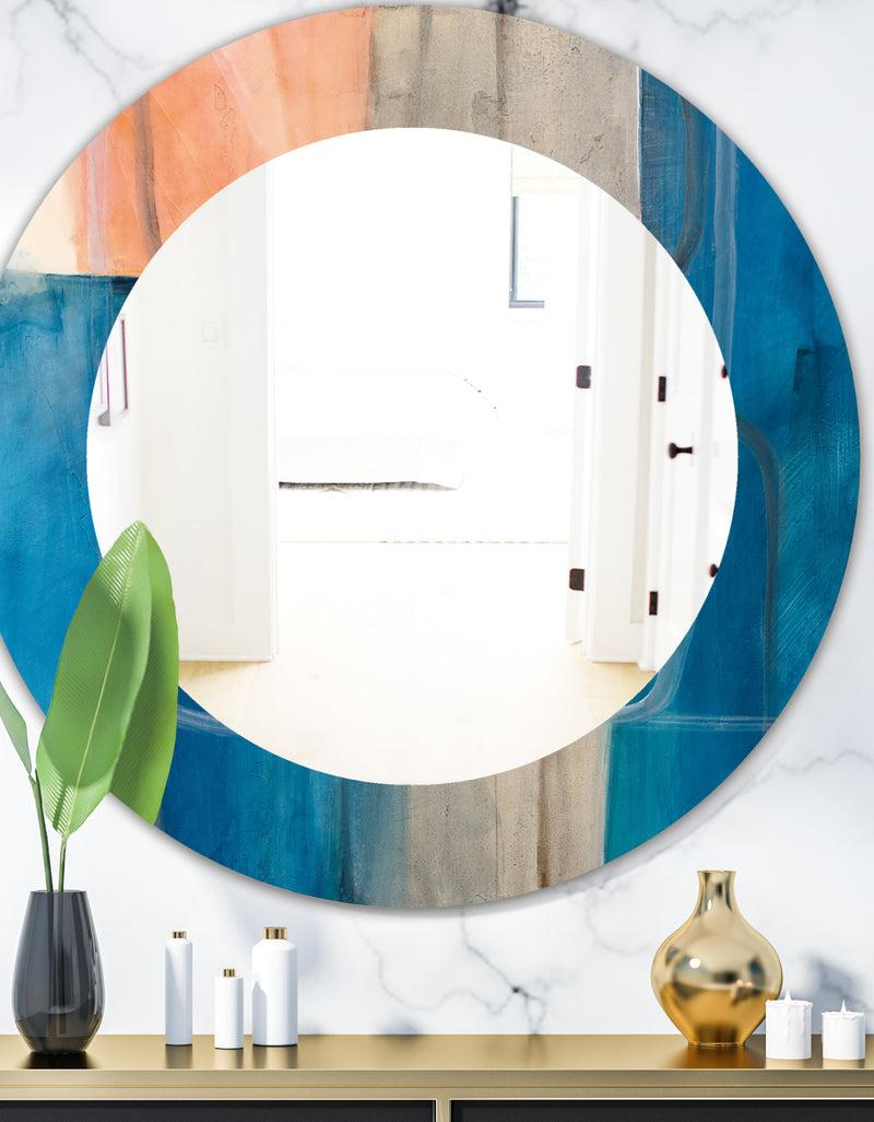 DesignQ Modern Simply Blue - Modern Mirror - Oval or Round Wall Mirror