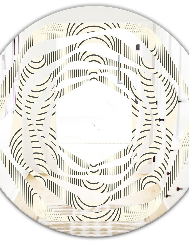 DesignQ Monochrome Geometric Pattern X - Modern Round Or Oval Wall Mirror - Whirl