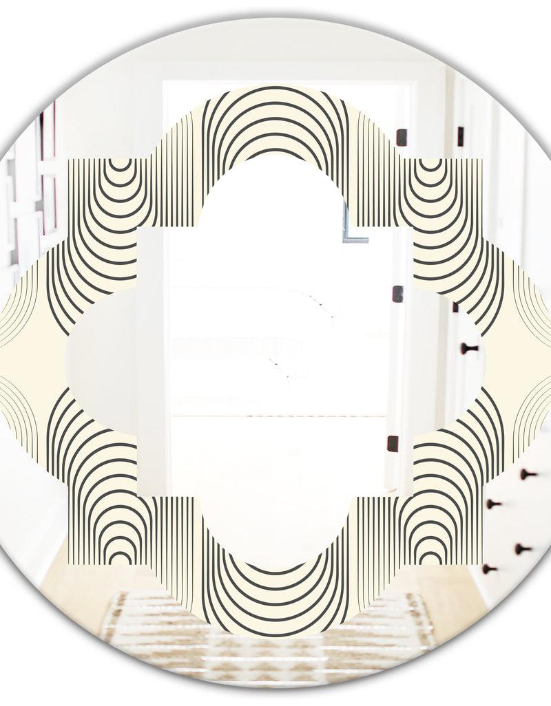 DesignQ Monochrome Geometric Pattern X - Modern Round Or Oval Wall Mirror - Quatrefoil