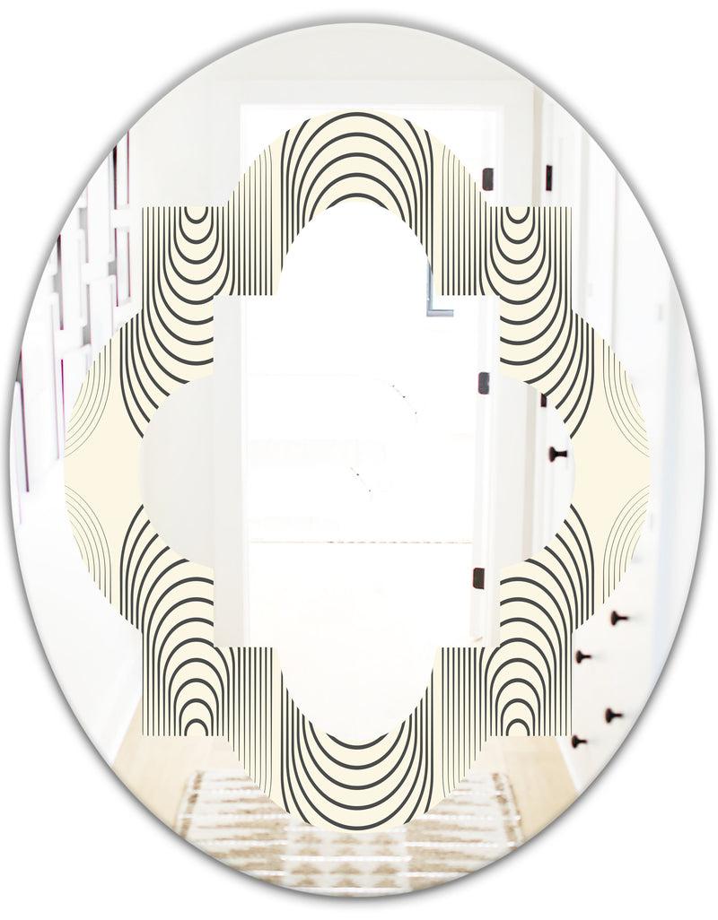 DesignQ Monochrome Geometric Pattern X - Modern Round Or Oval Wall Mirror - Quatrefoil