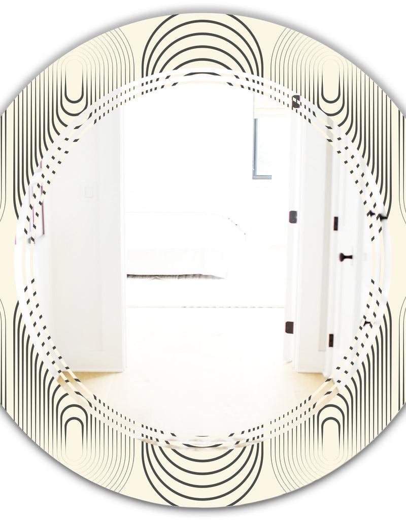 DesignQ Monochrome Geometric Pattern X - Modern Round Or Oval Wall Mirror - Triple C