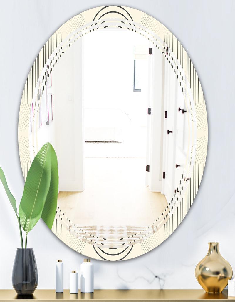 DesignQ Monochrome Geometric Pattern X - Modern Round Or Oval Wall Mirror - Triple C