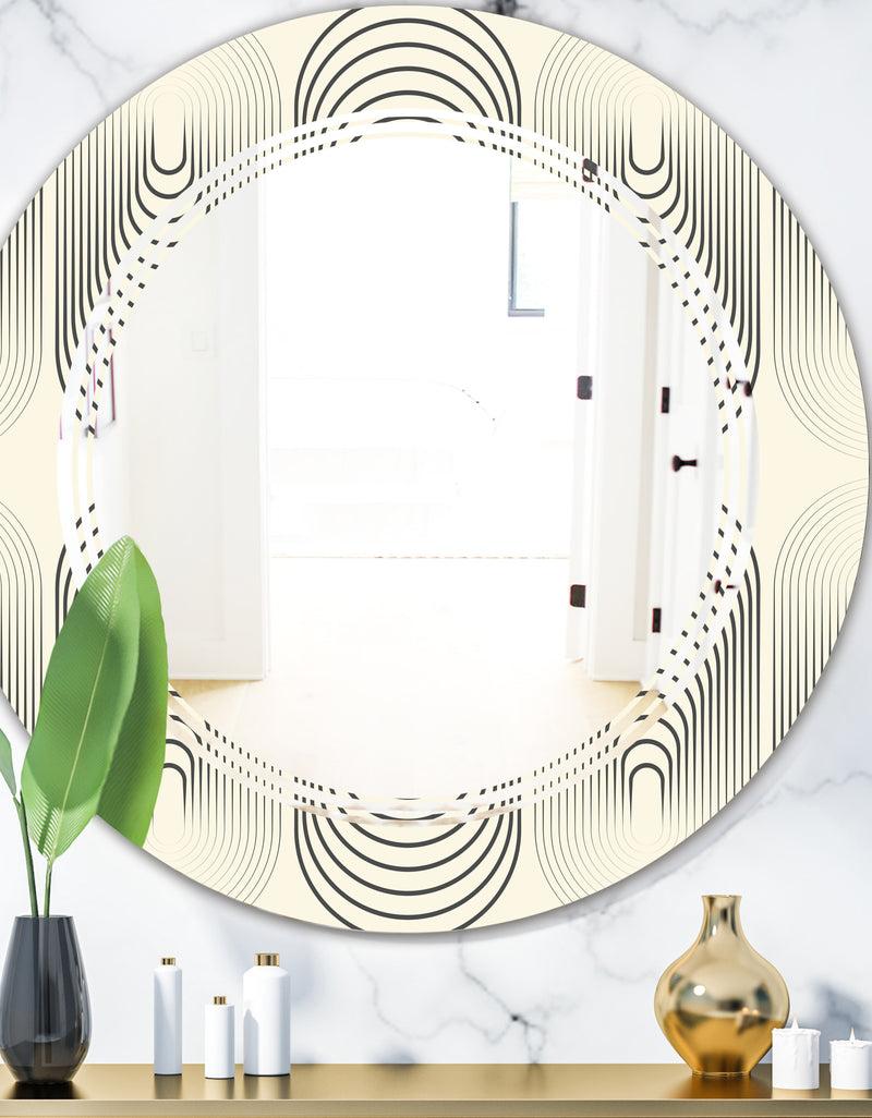 DesignQ Monochrome Geometric Pattern X - Modern Round or Oval Wall Mirror - Triple C