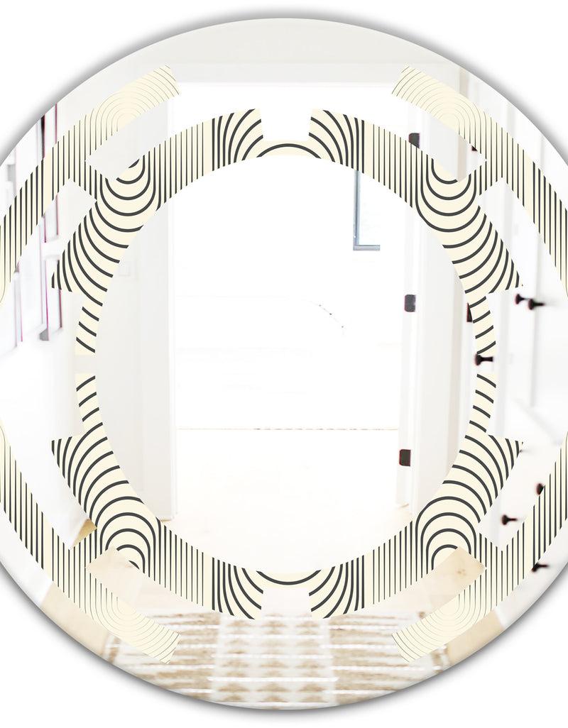 DesignQ Monochrome Geometric Pattern X - Modern Round Or Oval Wall Mirror - Space