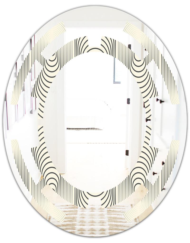 DesignQ Monochrome Geometric Pattern X - Modern Round Or Oval Wall Mirror - Space