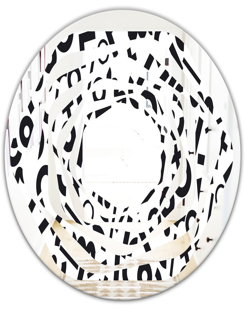 DesignQ Monochrome Geometric Pattern XIII - Modern Round Or Oval Wall Mirror - Whirl