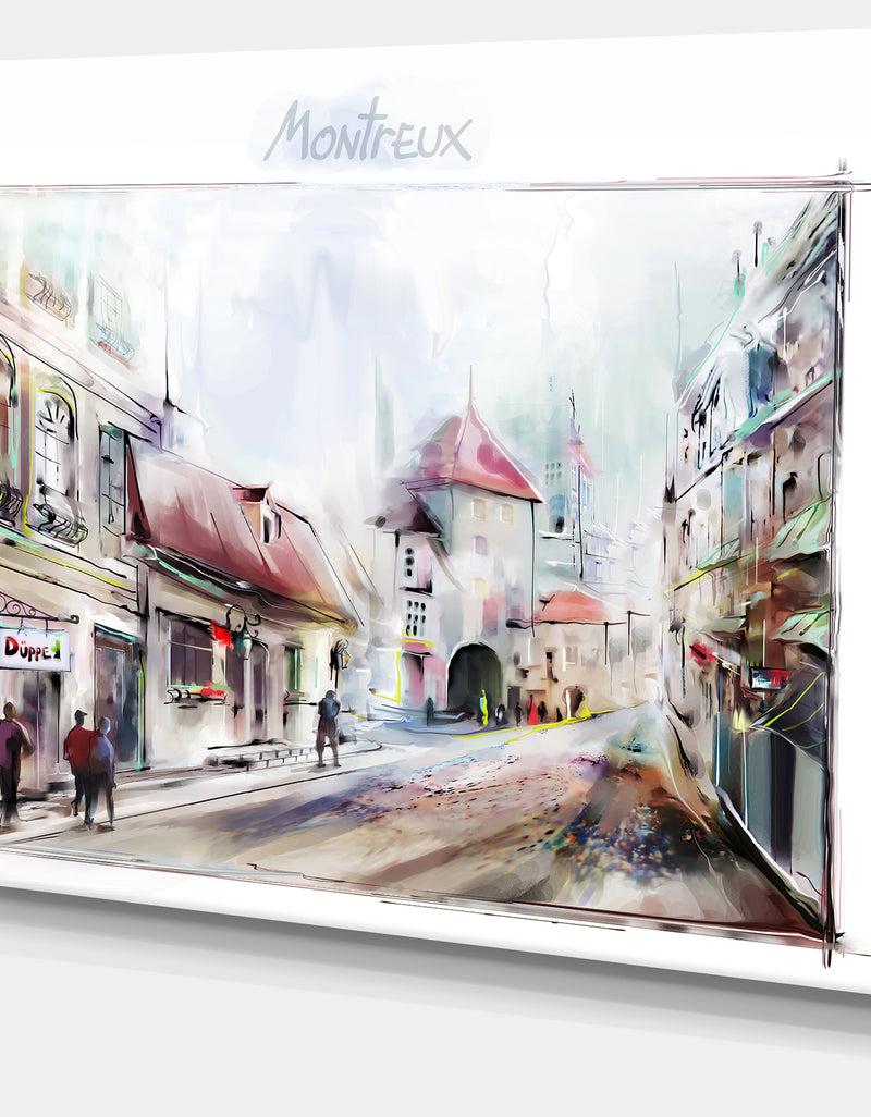 DesignQ Montreux Illustration - Digital Art Landscape Canvas Print