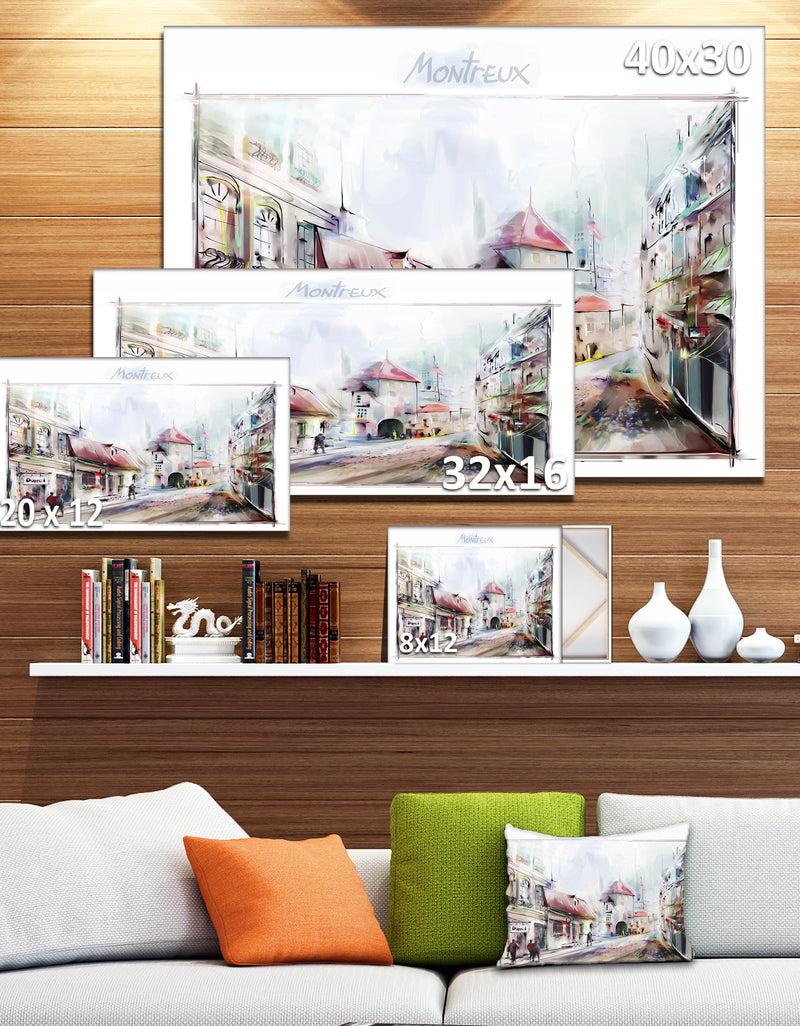 DesignQ Montreux Illustration - Digital Art Landscape Canvas Print