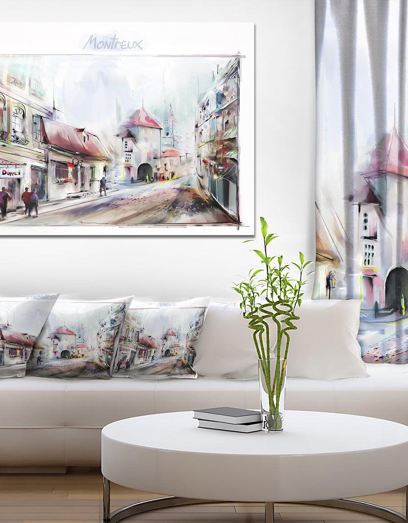 DesignQ Montreux Illustration - Digital Art Landscape Canvas Print