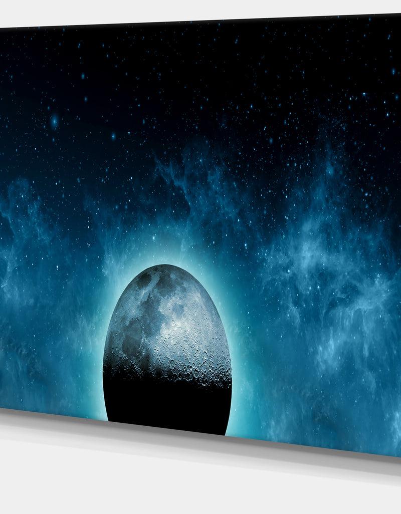 DesignQ Moon In The Front Of Galaxies - Extra Large Wall Art Landscape