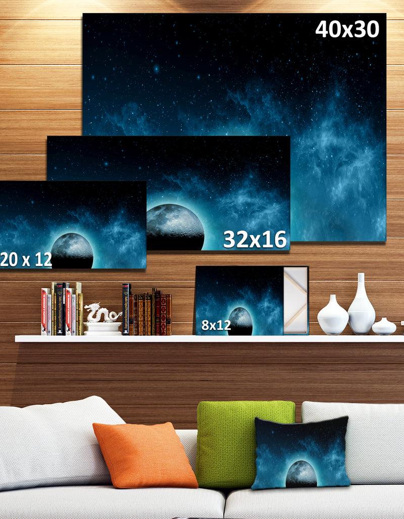 DesignQ Moon In The Front Of Galaxies - Extra Large Wall Art Landscape