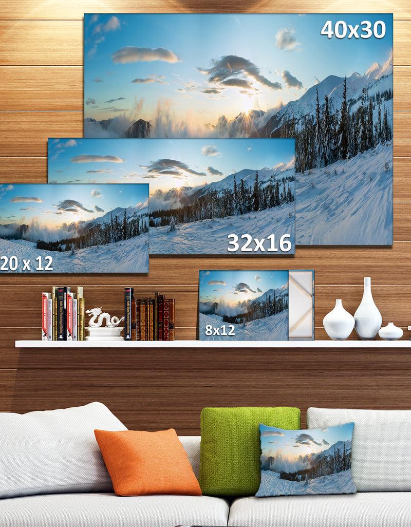 DesignQ Morning Winter Carpathian Mountains - Landscape Art Print Canvas