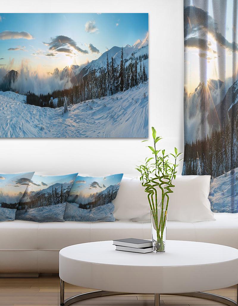 DesignQ Morning Winter Carpathian Mountains - Landscape Art Print Canvas
