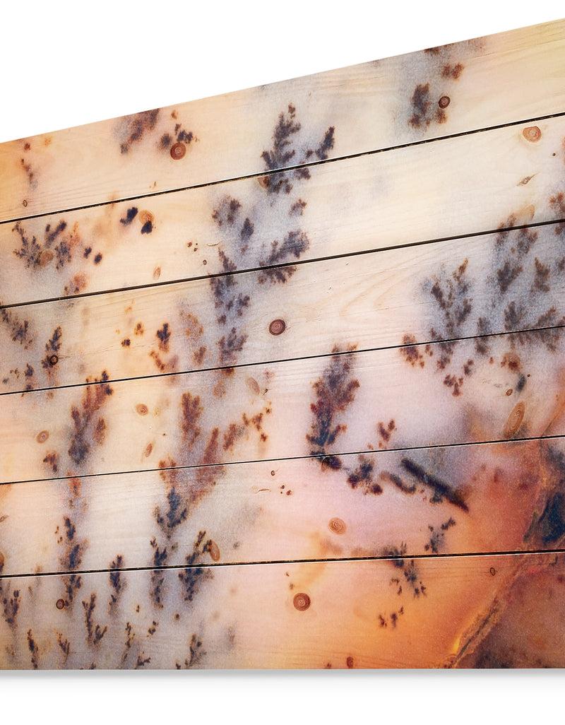 DesignQ Moss Agate Cream -Stone Print On Natural Pine Wood