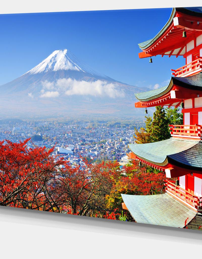 DesignQ Mount Fuji With Fall Colors - Landscape Wall Artwork