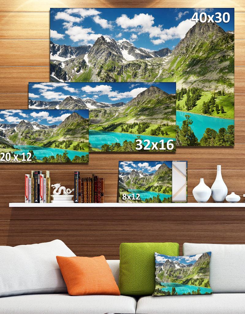 DesignQ Mountain Lake And Blue Sky Photo Canvas Art Print