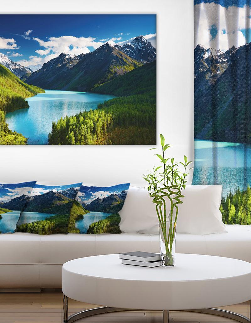 DesignQ Mountain Lake in Dark Shade - Landscape Photo Canvas Art Print