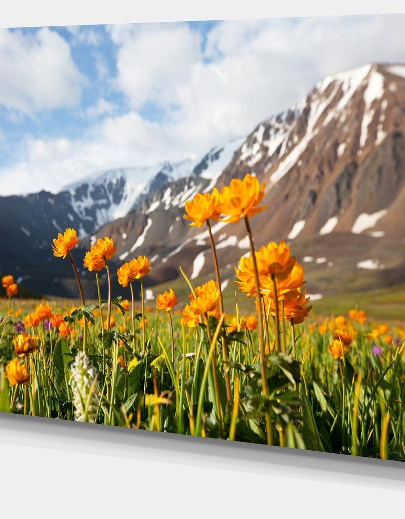 DesignQ Mountain Meadow With Yellow Flowers - Large Flower Wall Artwork