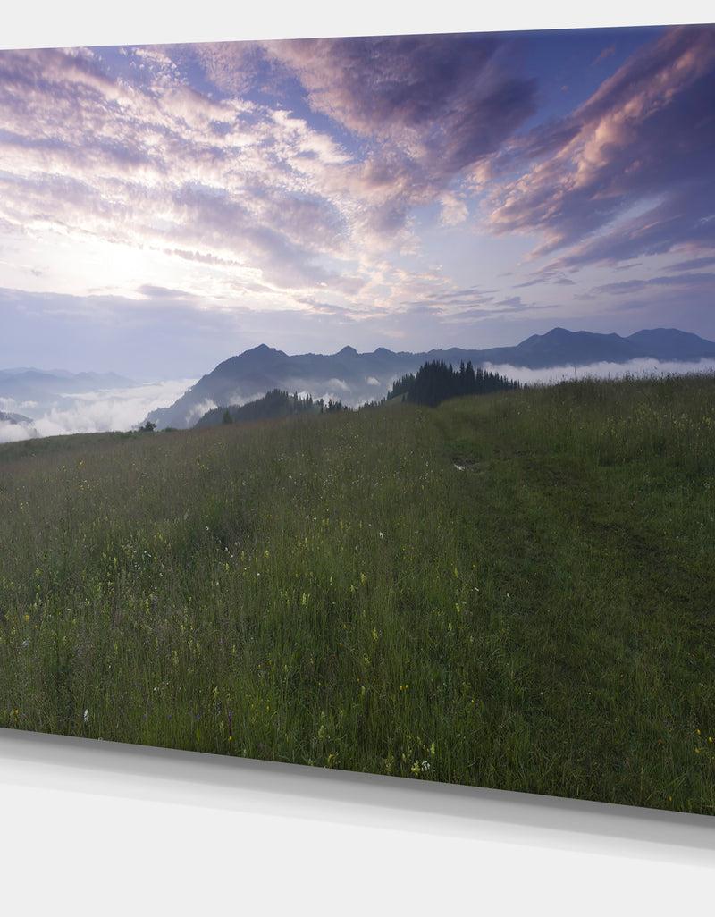 DesignQ Mountain Plateau At Evening - Landscape Canvas Wall Artwork