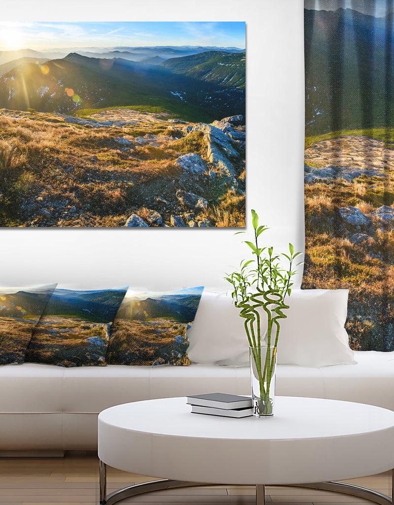 DesignQ Mountains Glowing In Sunlight - Extra Large Landscape Canvas Art Print