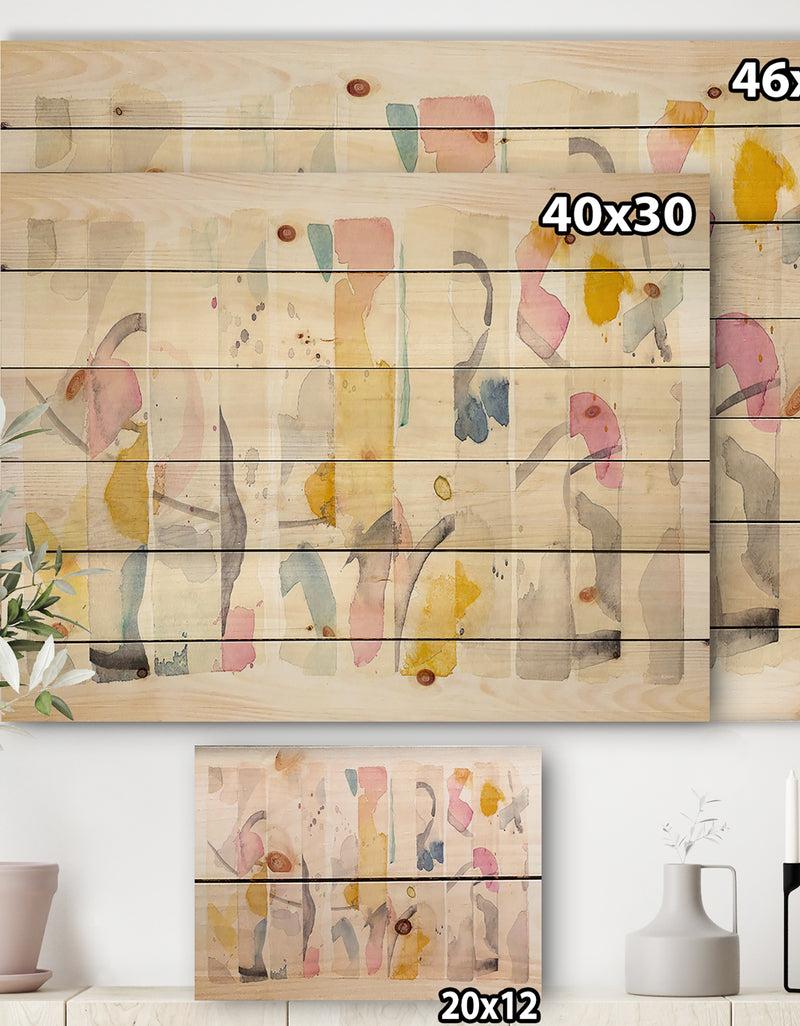 DesignQ Multi-Color Geometric Bars II - Modern & Contemporary Print On Natural Pine Wood