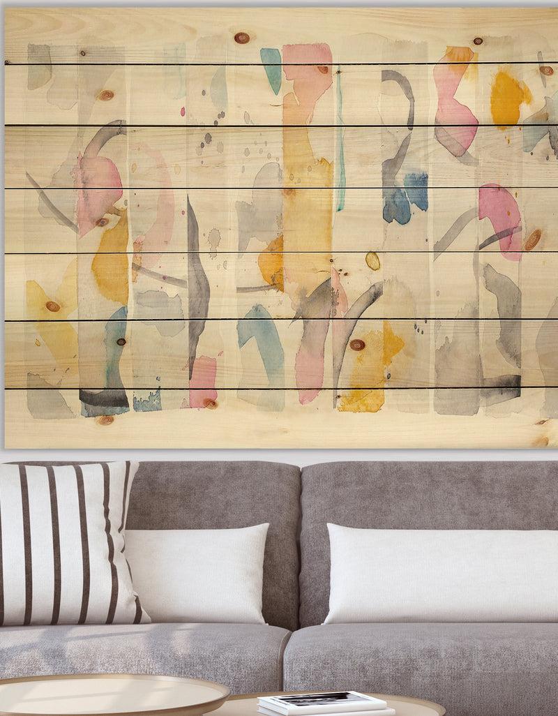 DesignQ Multi-Color Geometric Bars II - Modern & Contemporary Print on Natural Pine Wood