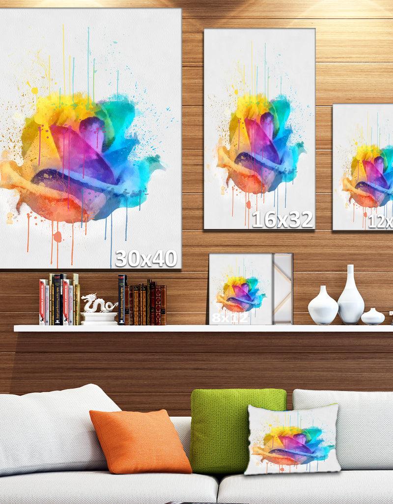 DesignQ Multicolor Rose With Color Splashes - Floral Canvas Artwork Print