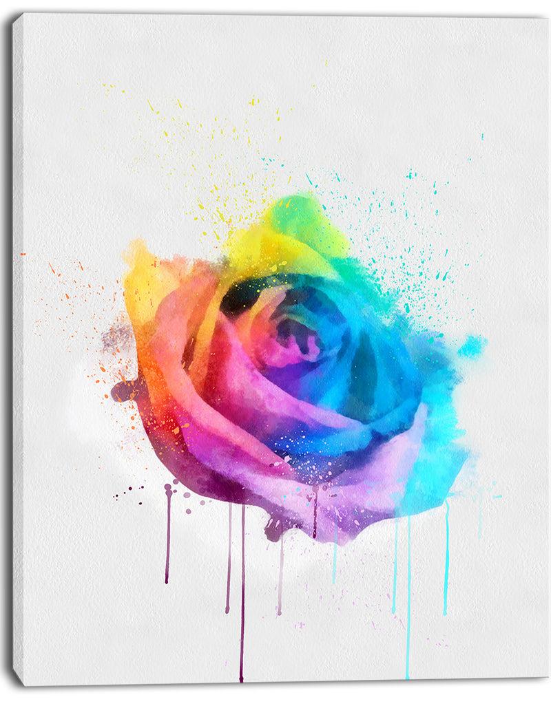 DesignQ Multicolor Watercolor Rose Flower - Floral Canvas Artwork Print