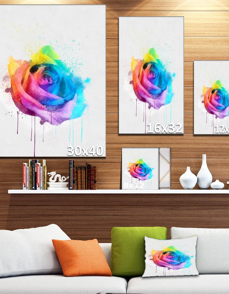 DesignQ Multicolor Watercolor Rose Flower - Floral Canvas Artwork Print