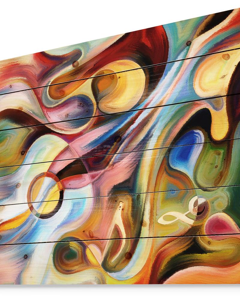 DesignQ Music Beyond The Frames - Music Print On Natural Pine Wood