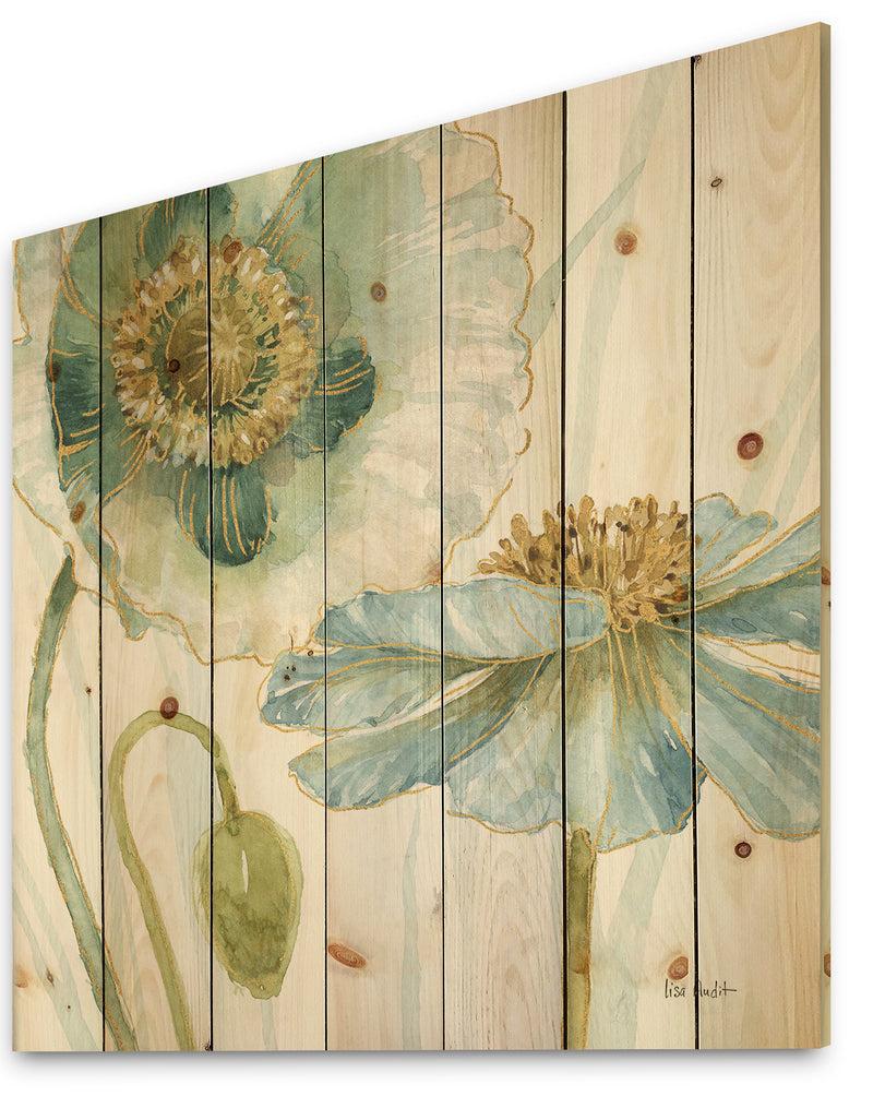 DesignQ My Greenhouse Cottage Flowers II - Traditional Print On Natural Pine Wood