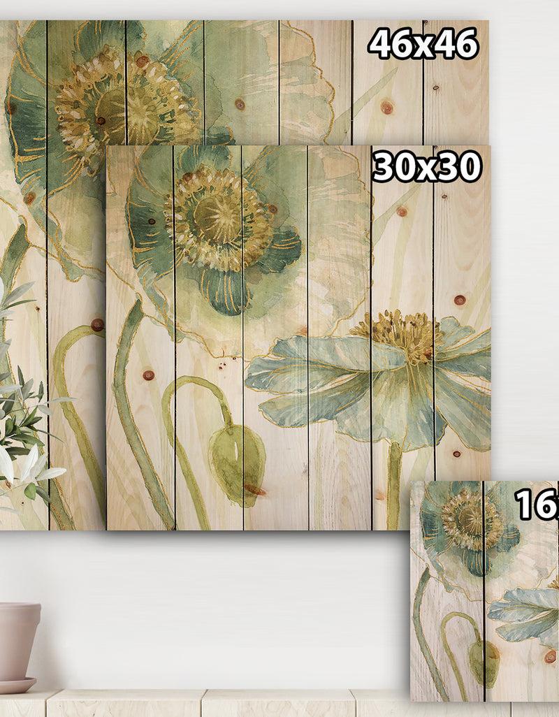 DesignQ My Greenhouse Cottage Flowers II - Traditional Print On Natural Pine Wood