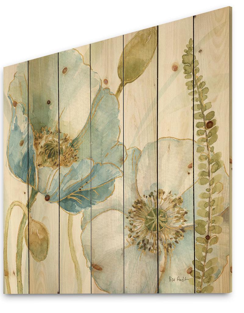 DesignQ My Greenhouse Cottage Flowers III - Traditional Print On Natural Pine Wood