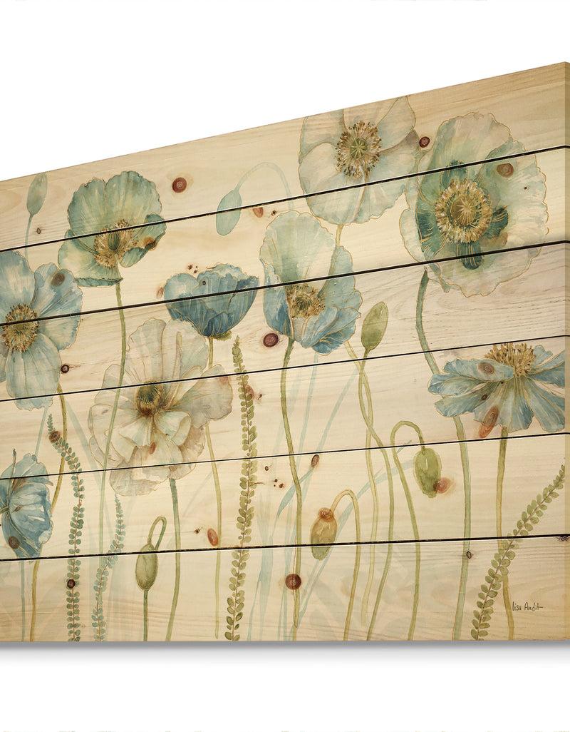 DesignQ My Greenhouse Cottage Flowers IV - Traditional Print On Natural Pine Wood