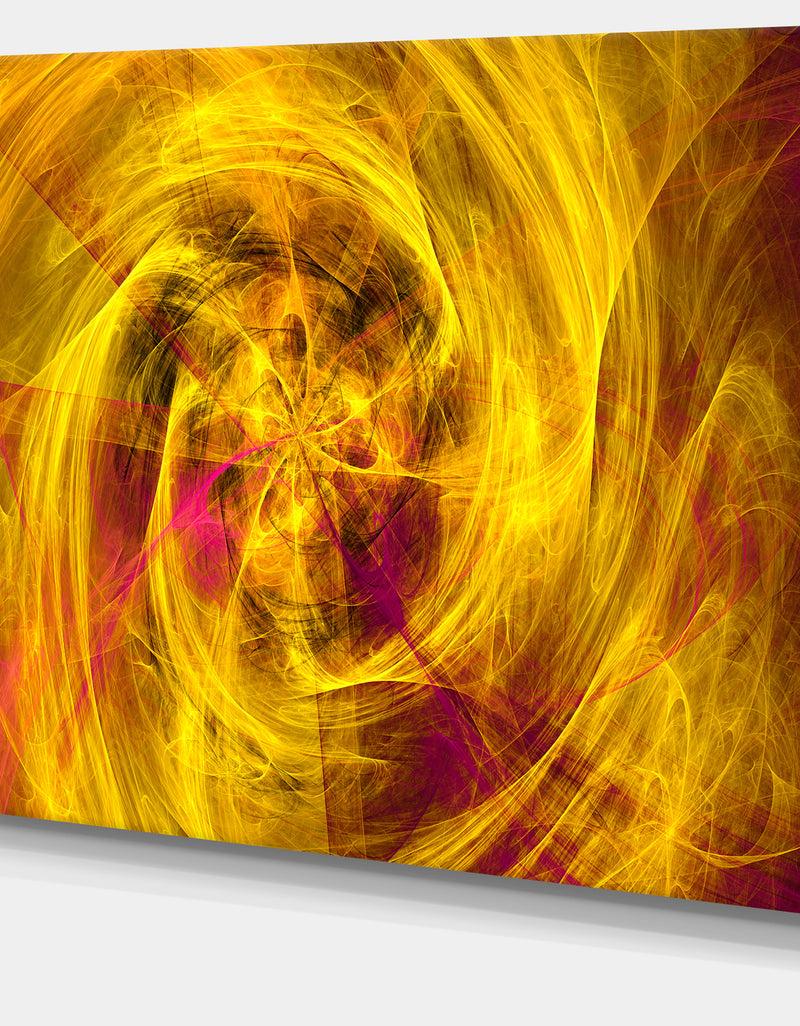 DesignQ Mystic Golden Fractal Wallpaper - Abstract Wall Art Canvas