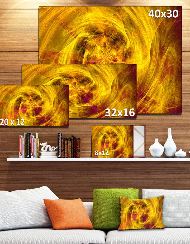 DesignQ Mystic Golden Fractal Wallpaper - Abstract Wall Art Canvas