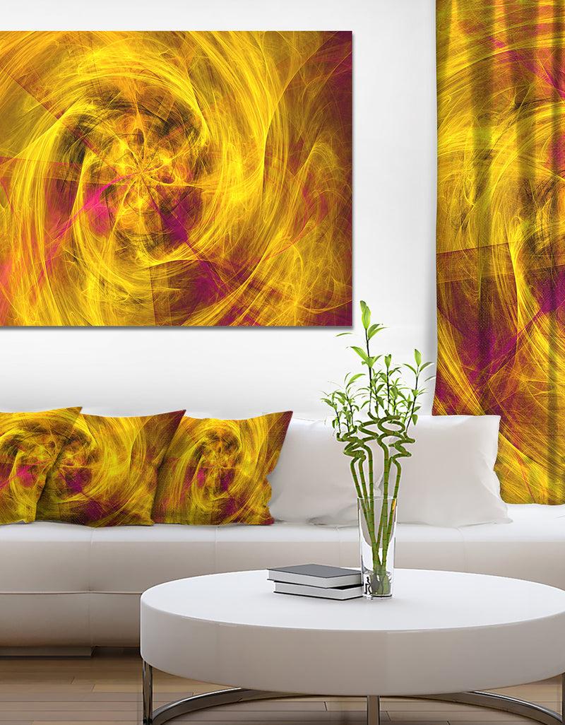 DesignQ Mystic Golden Fractal Wallpaper - Abstract Wall Art Canvas