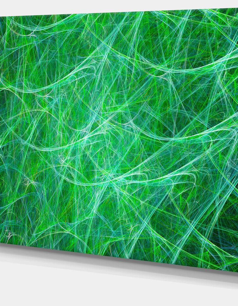 DesignQ Mystic Green Fractal Veins - Abstract Wall Art On Canvas
