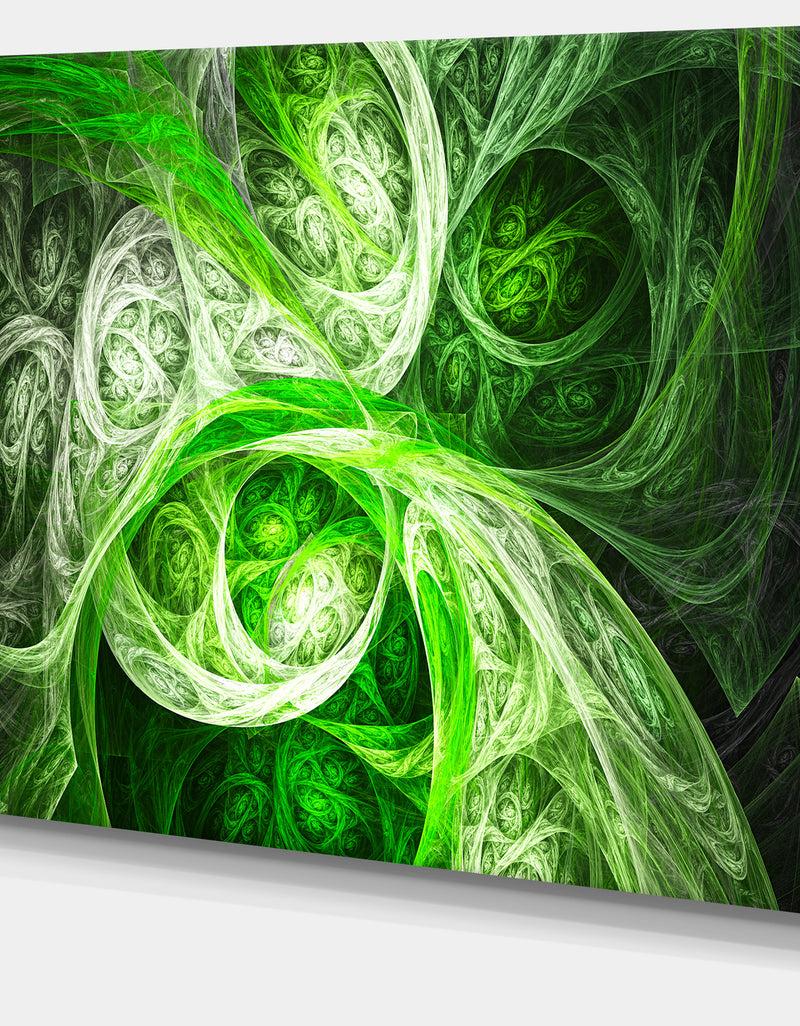 DesignQ Mystic Green Fractal Wallpaper - Abstract Wall Art On Canvas