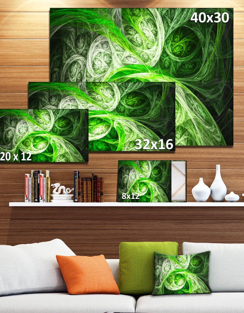 DesignQ Mystic Green Fractal Wallpaper - Abstract Wall Art On Canvas