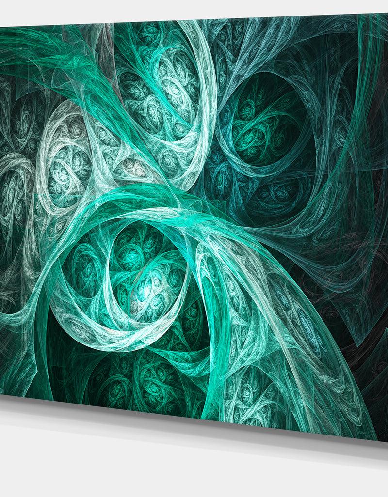 DesignQ Mystic Turquoise Fractal Wallpaper - Abstract Wall Art Canvas