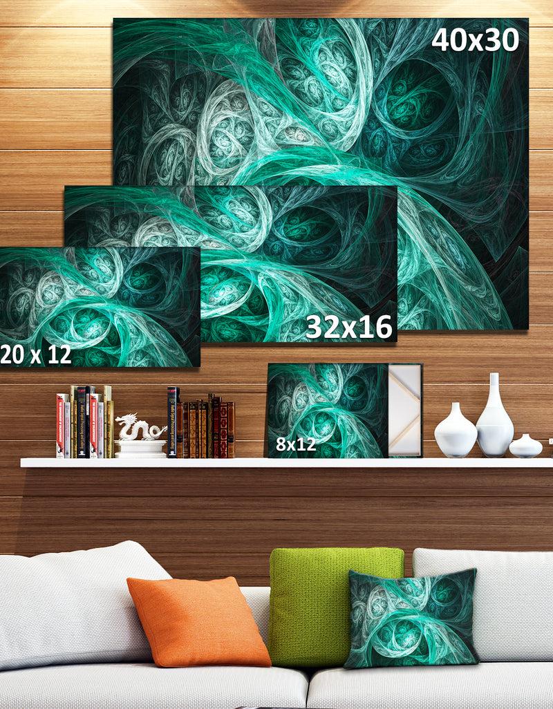 DesignQ Mystic Turquoise Fractal Wallpaper - Abstract Wall Art Canvas