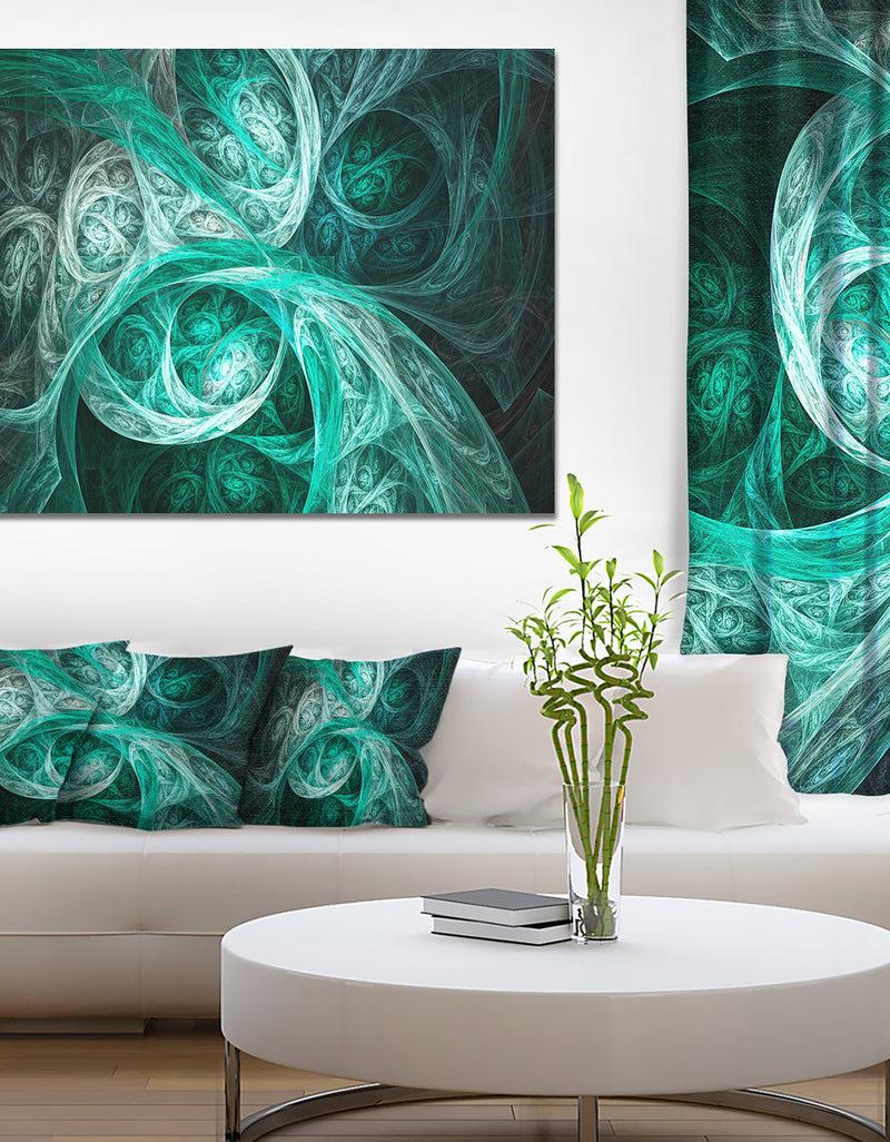 DesignQ Mystic Turquoise Fractal Wallpaper - Abstract Wall Art Canvas