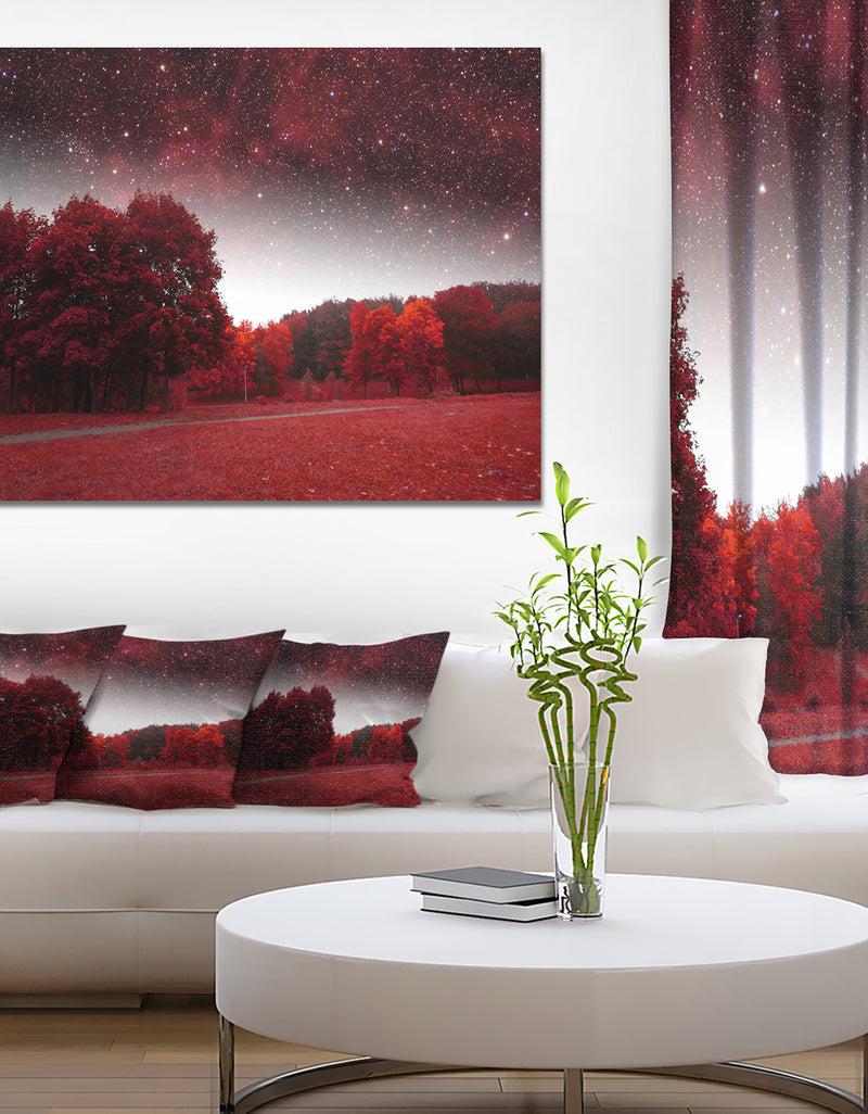 DesignQ Mystical Red Spring Night - Large Landscape Canvas Art Print