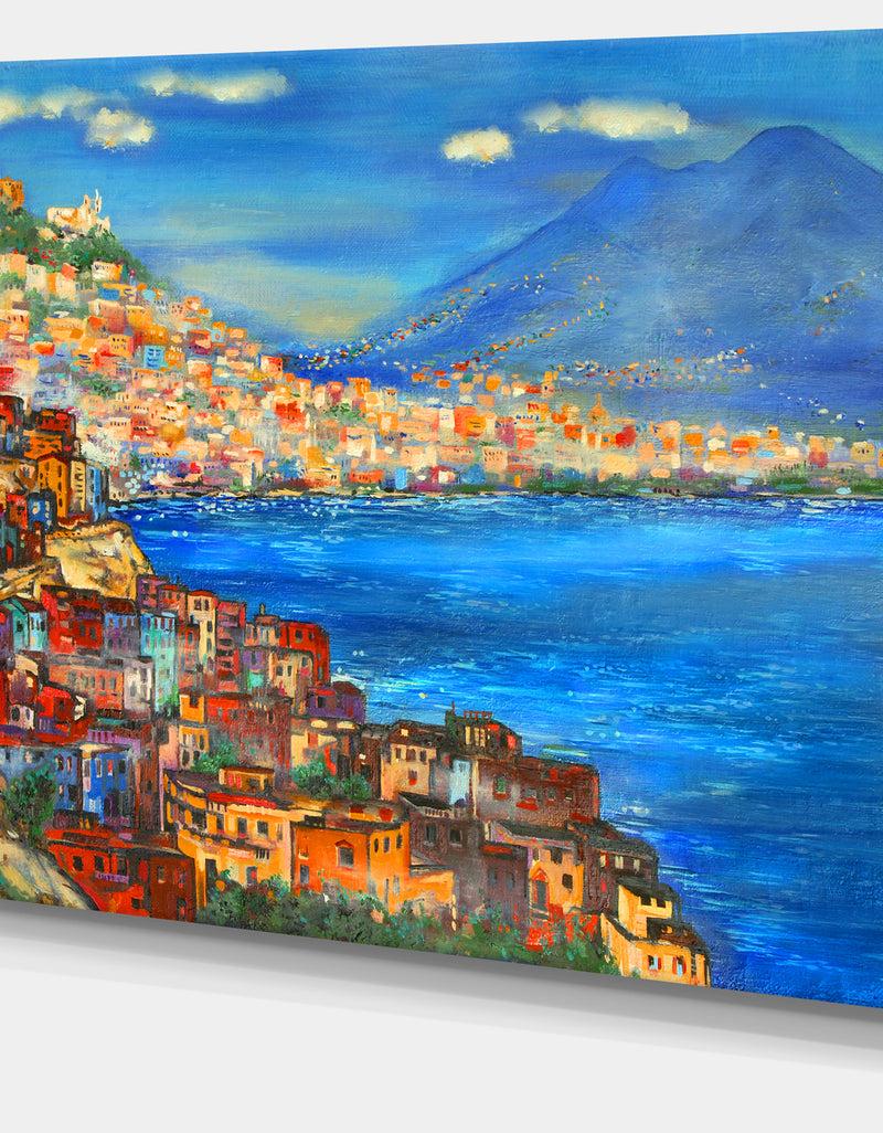 DesignQ Naples Today - Seascape Painting Canvas Print